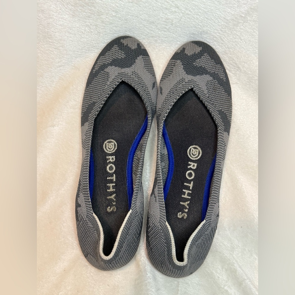 Rothy's The‎ Flat Round Toe Ballet Flats in a Gray Camo Women’s Shoes Size 8 - Picture 2 of 7